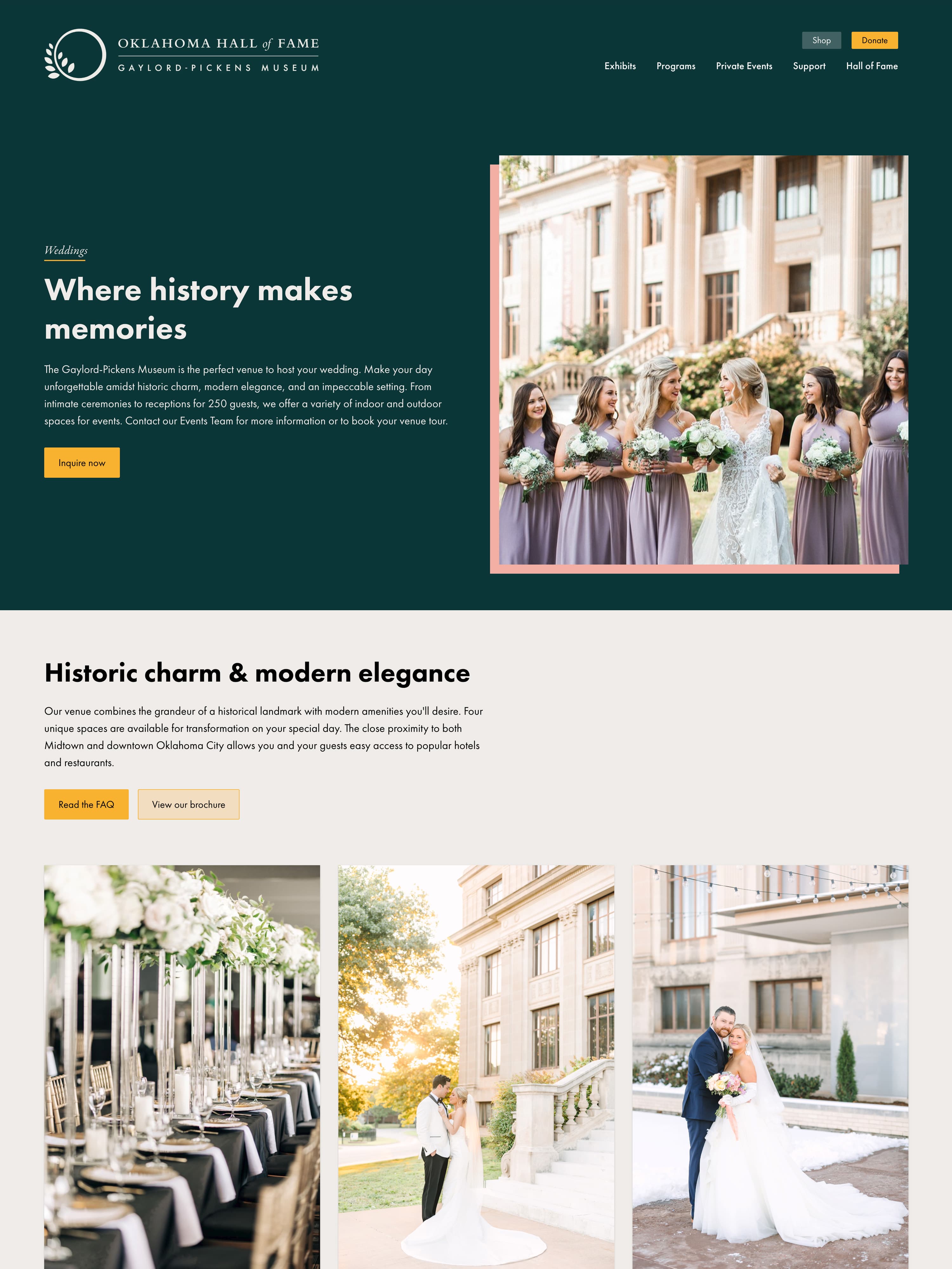 Oklahoma Hall of Fame weddings page